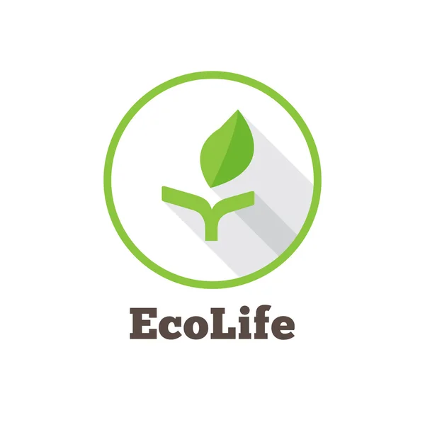 Vector plano minimalista verde eco logo — Vector de stock