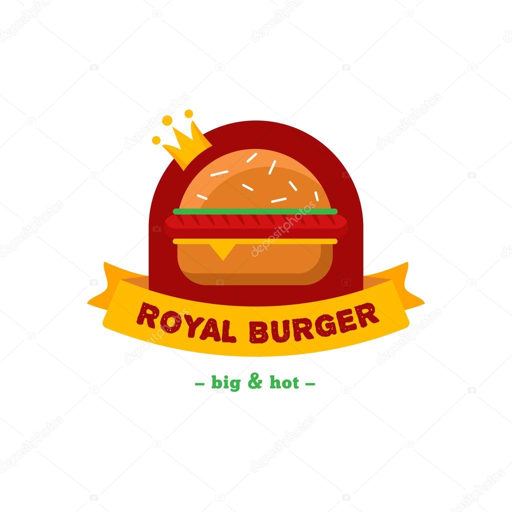 Vector bright burger restaurant logo. Cafe sign