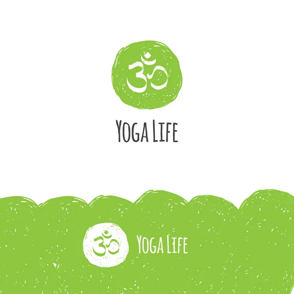 Vector minimalistic yoga logotype in trendy hand drawn doodle style — Stock Vector