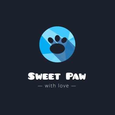 Vektör şirin pençe poligonal logo. Pet shop kayıt