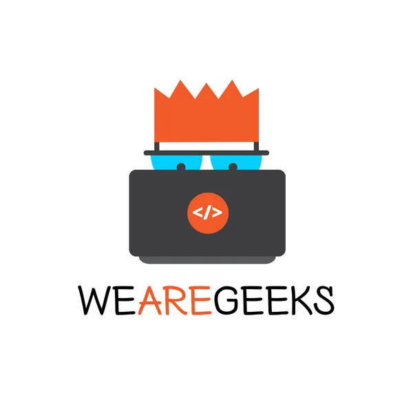 Vektor Creative Geek Logotyp. modernes flaches Computer Nerd Logo. — Stockvektor