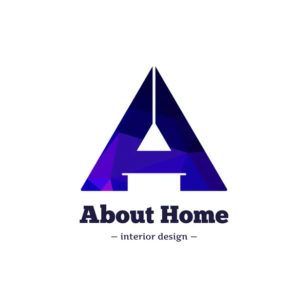 Vector trendy polygonal minimalistic negative space interior design logo. A letter home goods logotype. — Stock Vector