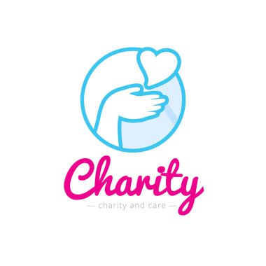 Vektör temiz Yardım Merkezi logosu. Elleri ve kalp ile hastane logo