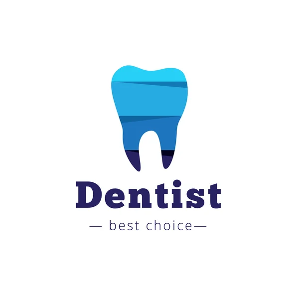 Logo del dente in stile carta vettoriale. Logotipo piatto clinica dentale — Vettoriale Stock