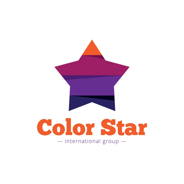Logo estrella multicolor estilo papel vectorial. Plano rayas estrella símbolo abstracto — Archivo Imágenes Vectoriales