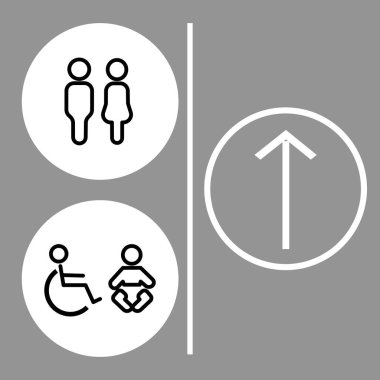Tuvalet tuvaleti kavramı. Tuvaleti devre dışı bırak. Bebek tuvaleti, bebek değiştirme alanı. Vektör illüstrasyon pictogram simgesi tasarımı. 