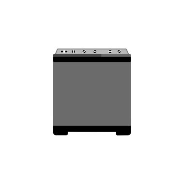 Beyaz arka planda çamaşır makinesi. Siluet vektör tasarımı. Elektrikli aletler, ev eşyaları.. 