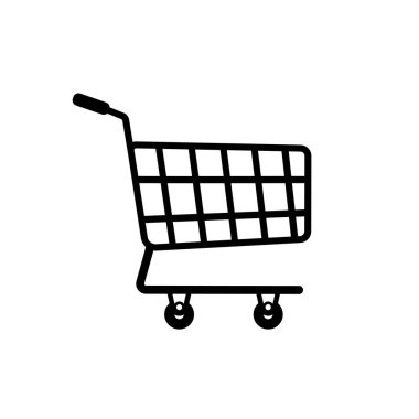 Beyaz arka planda araba simgesi. Çizgi film tasarımında vektör çizimi. Web sitesi, afiş, poster ve uygulama için kullan. Trolley simgesi.