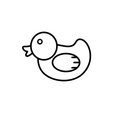 Beyaz arka planda ördek simgesi. Çizgi film tasarımında vektör çizimi. Web sitesi, afiş, poster ve uygulama için kullan. 