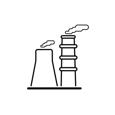 Beyaz arka planda elektrik santrali simgesi. Çizgi film tasarımında vektör çizimi. Web sitesi, afiş, poster ve grafik için kullan. 