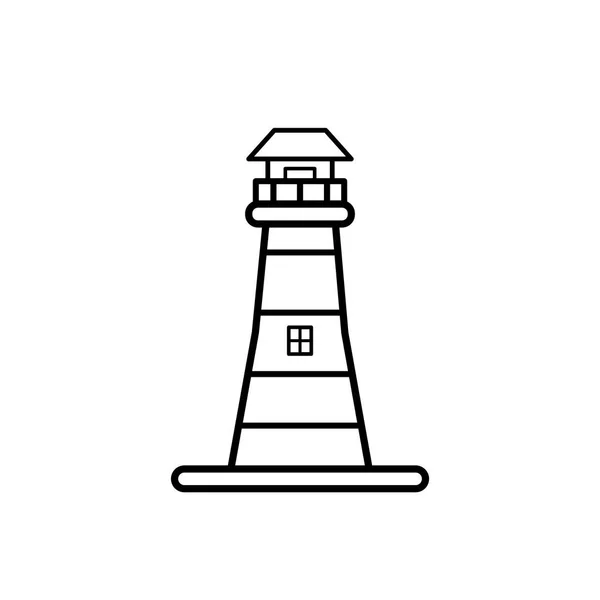 白い背景にライトハウスのアイコン 平面漫画デザインのベクトルイラスト ウェブサイト バナー ポスター アプリの使用 — ストックベクタ