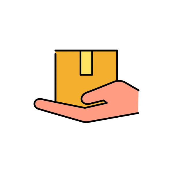Paketsymbol Für Handzustellung Auf Weißem Hintergrund Vektorillustration Flachen Cartoon Design — Stockvektor