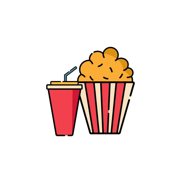 Popcorn Beverage Icon White Background Vector Illustration Flat Cartoon Design — Stock Vector