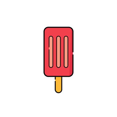 Beyaz arka planda izole edilmiş dondurma ikonu. Düz çizgi film tasarımında vektör illüstrasyonu. 