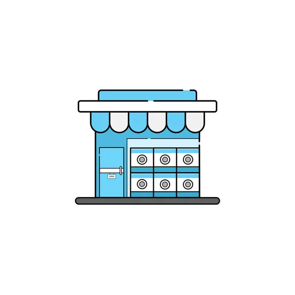 Laverie Magasin Icône Isolée Sur Fond Blanc Illustration Vectorielle Dessin — Image vectorielle