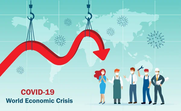 Covid Küresel Ekonomik Kriz Umemplolation Tüm Kariyerinde Kaybedilen — Stok Vektör
