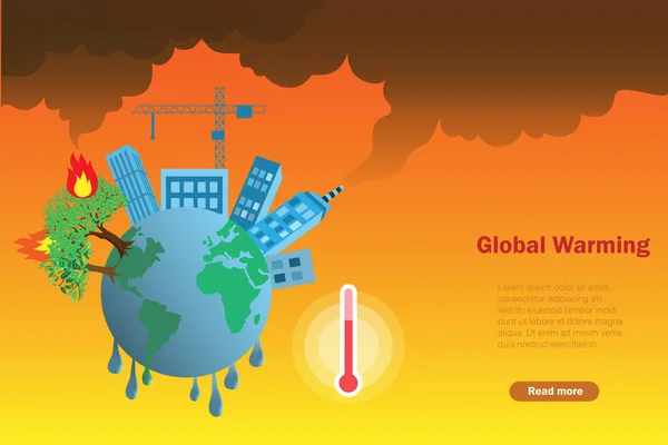 Die Welt Schmilzt Durch Höhere Temperaturen Katastrophen Und Umweltverschmutzung Durch — Stockvektor