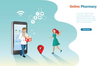 Akıllı telefon teslimat ilaç kutusundan eczacı ve müşteriye danışmanlık yap.. 