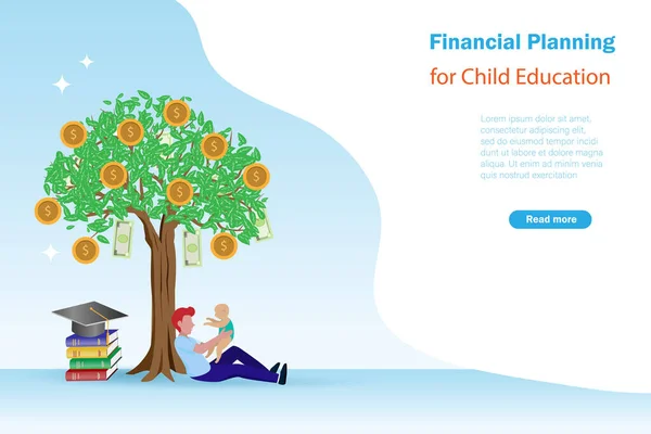 Financial Investment Child Education Money Preparation Growth Profit Income Concept — Stock Vector