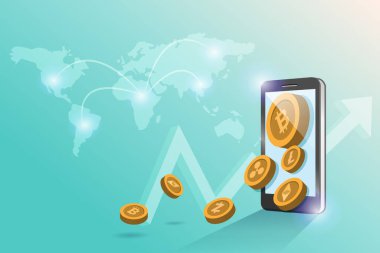 Bitcoin, ethereum, litekoin, dalgalanma ve Z Cash 'e nakit para değişimi. Finansal ve dijital varlığa yatırım