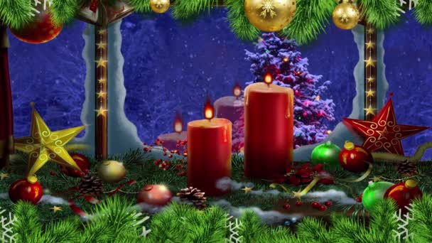 Merry Christmas Celebration Background Toys Ornaments — Stock Video