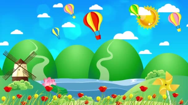 Cartoon World Graphic Made Structures Design Specially Kids Background — Stock Video
