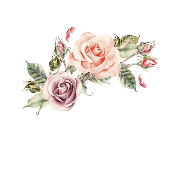 Csokor virággal. Akvarell — Stock Fotó
