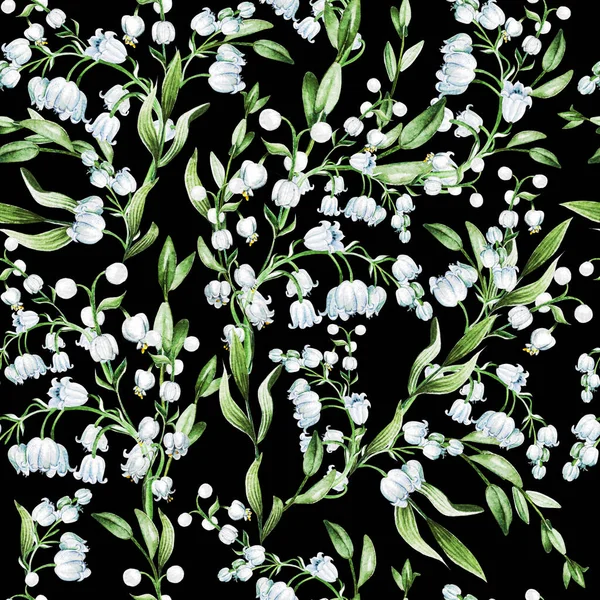 Лілія Квітів Долини Акварель Ілюстрація Принт Візерунок — стокове фото