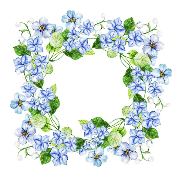 Blaue Frühlingsblumen Blumenstrauß Für Die Hochzeit Dekoratives Element Für Grußkarte — Stockfoto