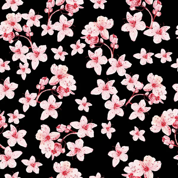 Seamles Μοτίβο Γιαπωνέζικο Sakura Ροζ Λουλούδια Εικονογράφηση — Φωτογραφία Αρχείου