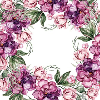 Şakayıklı kart, tebrik kartı, düğün davetiyesi, doğum günü ve diğer tatil ve yaz arkaplanı olarak kullanılabilir. Suluboya çizimi