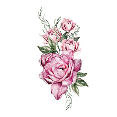 Şakayıklı kart, tebrik kartı, düğün davetiyesi, doğum günü ve diğer tatil ve yaz arkaplanı olarak kullanılabilir. Suluboya çizimi