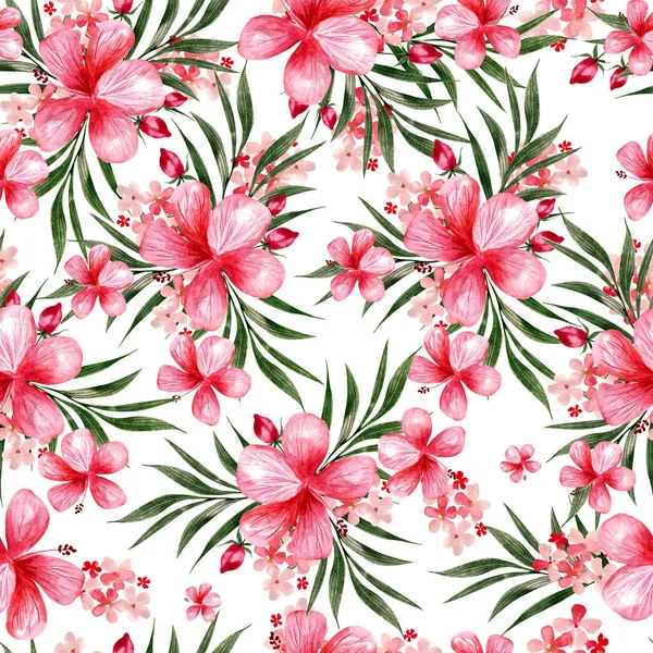 花と水彩シームレスパターン イラスト — ストック写真
