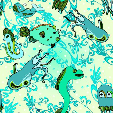 parlak konsept sualtı seamless modeli