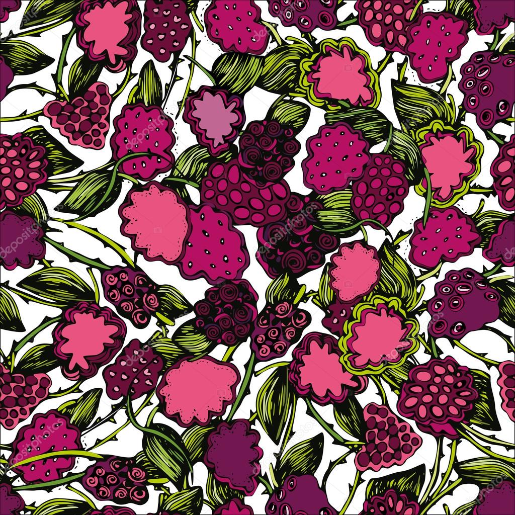 Seamless pattern with an image of blackberry branches