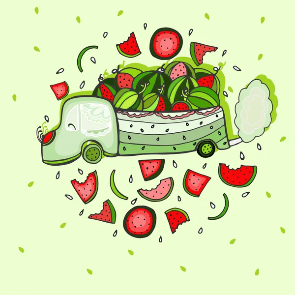 Maschine mit Wassermelonen — Stockvektor