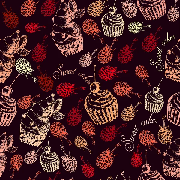 Mignon motif sans couture gâteau doux — Image vectorielle