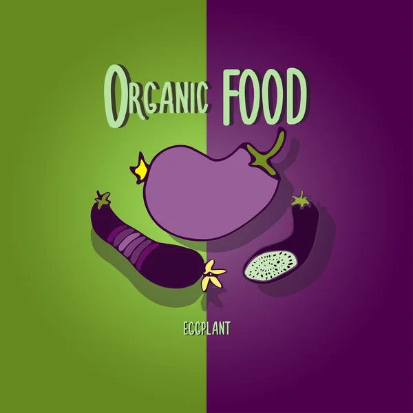 Organic food. Eggplant. — Stock Vector