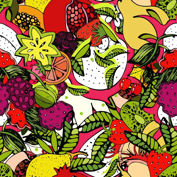 Modèle lumineux et coloré avec des fruits frais — Image vectorielle