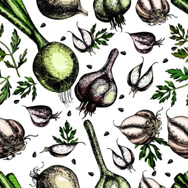 Soğan ve sarımsak ile desen.