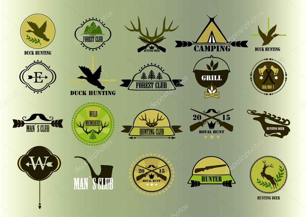 Hunting club label collecton. Vector. Elements and labels design.