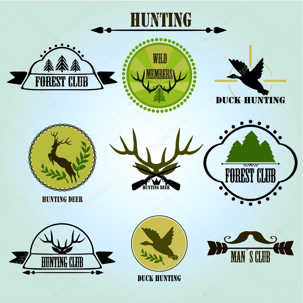 Hunting club label collecton. Vector.