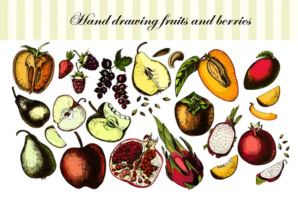 Hand drawing fruits and berries — Stock Image Hand drawing fruits and berries Stock Image
