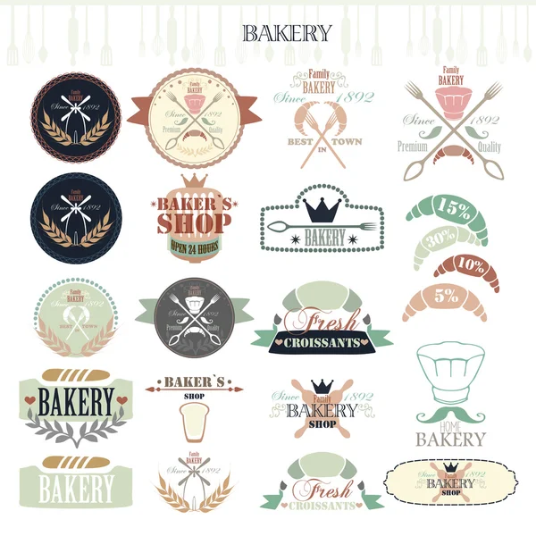 Vintage retro bakkerij badges en etiketten. — Stockvector