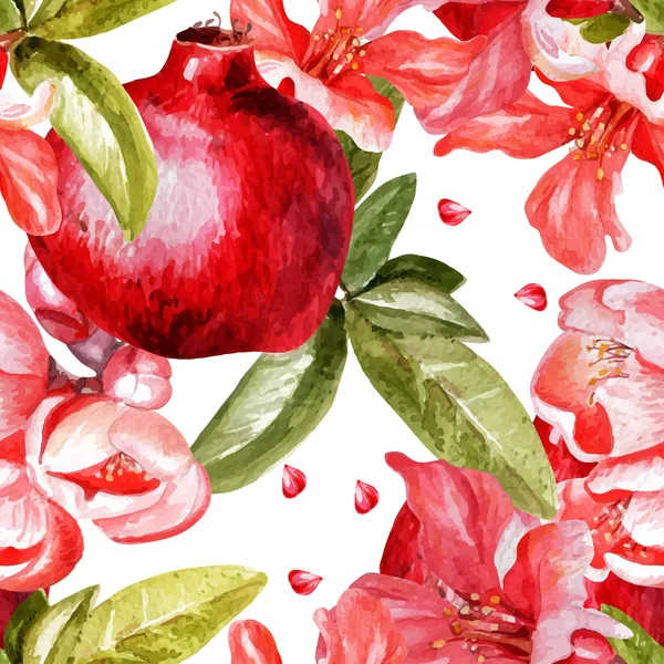Meyve ve çiçekler Nar ile güzel suluboya desen