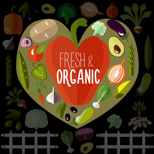 Fresh and organic vegetables — Stock Vector