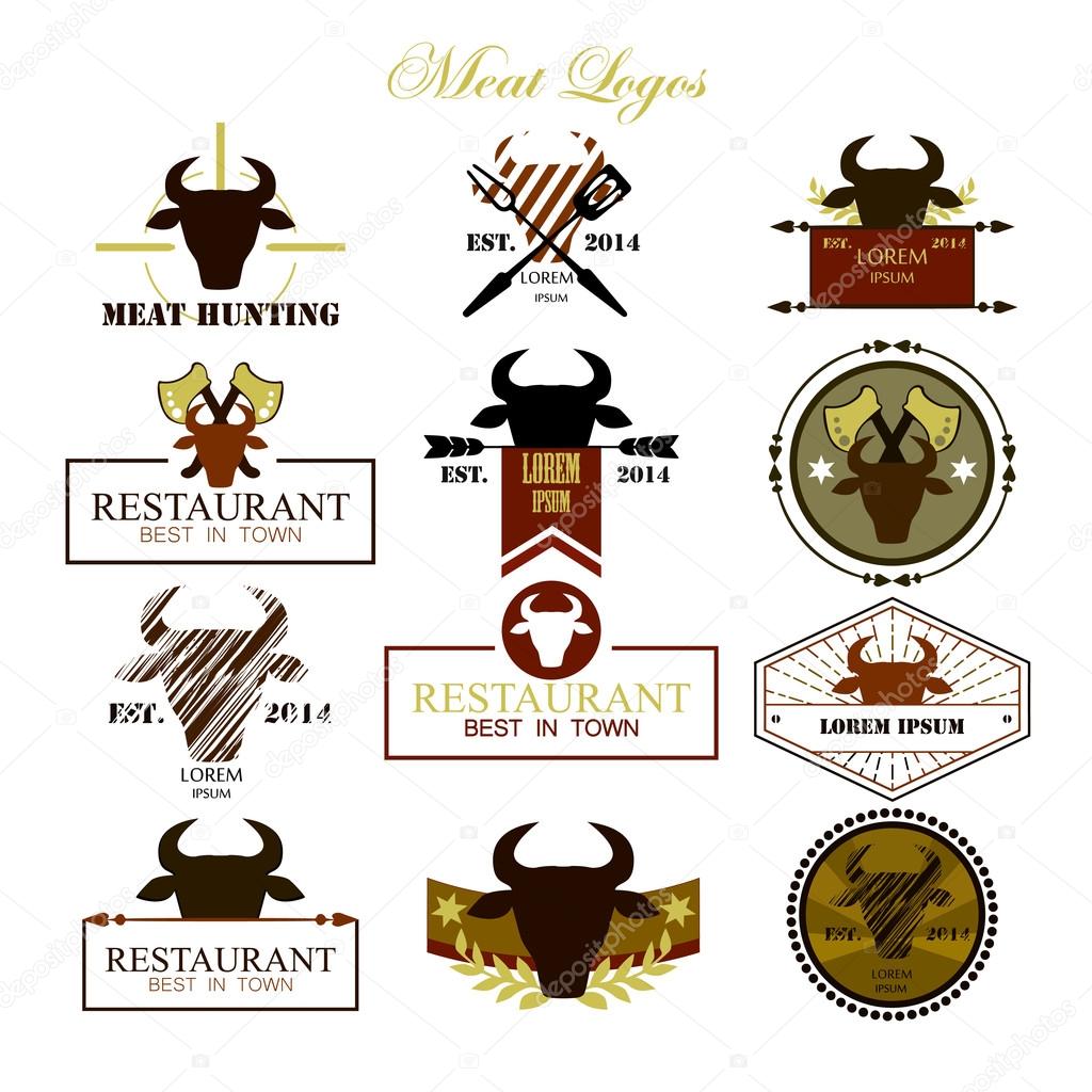 Meat logos, badges, labels and design elements