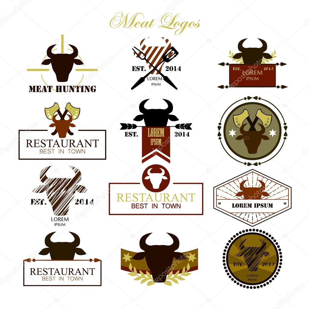 Meat logos, badges, labels and design elements. Vector