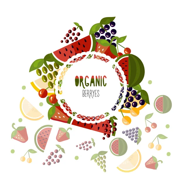 Beyaz bir arka plan üzerinde etiket organik berryes. — Stok Vektör