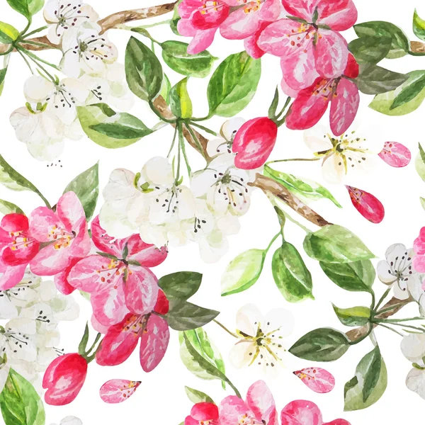 Beau motif avec des fleurs pomme et pêche . — Image vectorielle